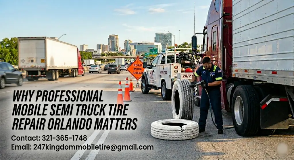 Mobile semi truck tire repair in Orlando